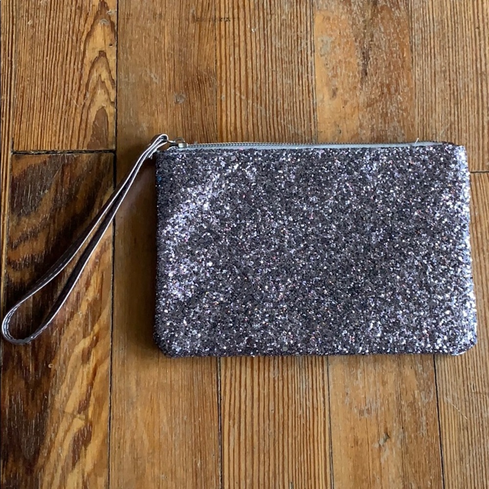 Sparkly Silver-Metallic Wristlet